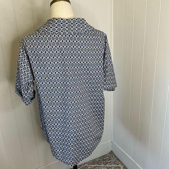 Vintage Kerrybrooke Sears Womens Size Large Polo Shirt Blue Diamond Pattern - Picture 5 of 10